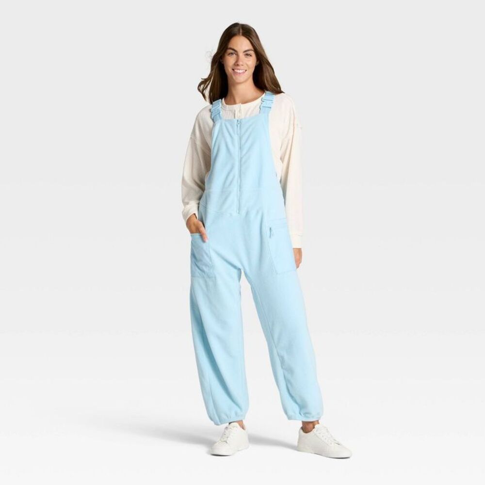 Women's High Pile Fleece Overalls - JoyLab Light Blue XXS